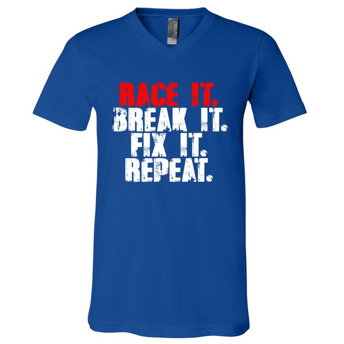 Race It Break It Fix It Repeat Rc Car Truck Racing Mechanic Cool Gift V-Neck T-Shirt