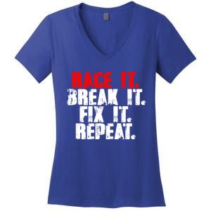 Race It Break It Fix It Repeat Rc Car Truck Racing Mechanic Cool Gift Women's V-Neck T-Shirt