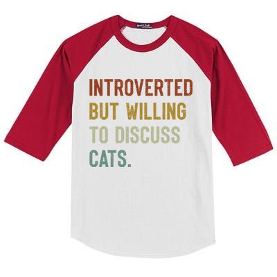 Retro Introverted But Willing To Discuss Cats Gift Kids Colorblock Raglan Jersey