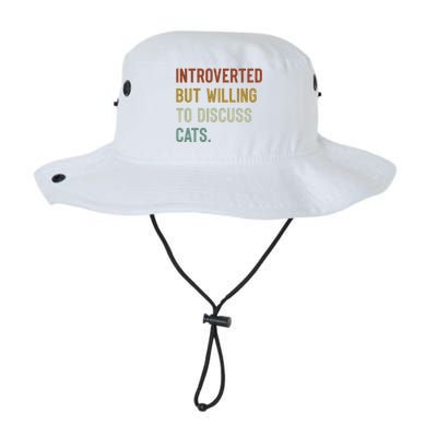 Retro Introverted But Willing To Discuss Cats Gift Legacy Cool Fit Booney Bucket Hat