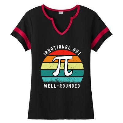 Retro Irrational But Well Rounded Pi Day Celebration Math Ladies Halftime Notch Neck Tee