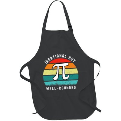 Retro Irrational But Well Rounded Pi Day Celebration Math Full-Length Apron With Pockets