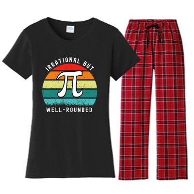 Retro Irrational But Well Rounded Pi Day Celebration Math Women's Flannel Pajama Set