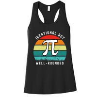 Retro Irrational But Well Rounded Pi Day Celebration Math Women's Racerback Tank