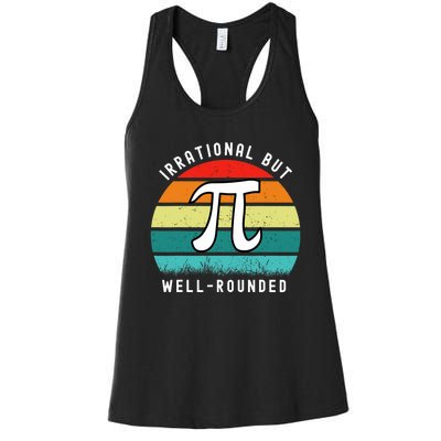 Retro Irrational But Well Rounded Pi Day Celebration Math Women's Racerback Tank