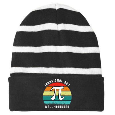 Retro Irrational But Well Rounded Pi Day Celebration Math Striped Beanie with Solid Band