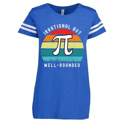 Retro Irrational But Well Rounded Pi Day Celebration Math Enza Ladies Jersey Football T-Shirt