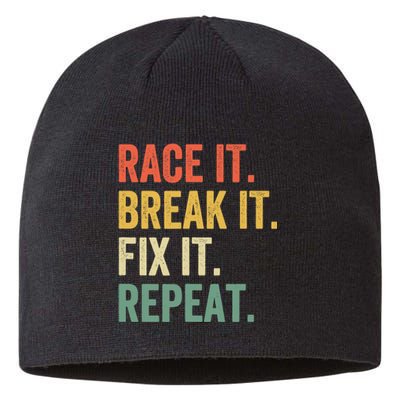 Race It Break It Fix It Repeat Funny Racing Car Mechanic Sustainable Beanie