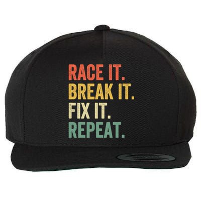 Race It Break It Fix It Repeat Funny Racing Car Mechanic Wool Snapback Cap