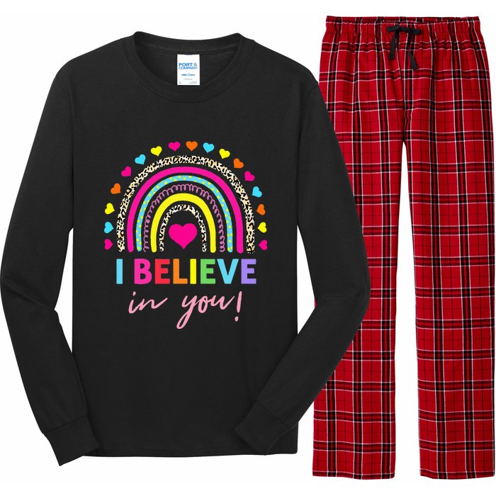 Rainbow I Believe In You Teacher Testing Day Gifts Long Sleeve Pajama Set