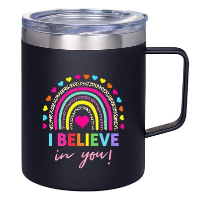 Rainbow I Believe In You Teacher Testing Day Gifts 12oz Stainless Steel Coffee Mug