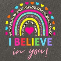 Rainbow I Believe In You Teacher Testing Day Gifts Cotton Canvas Backpack