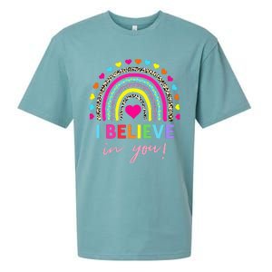 Rainbow I Believe In You Teacher Testing Day Gifts Sueded Cloud Jersey T-Shirt