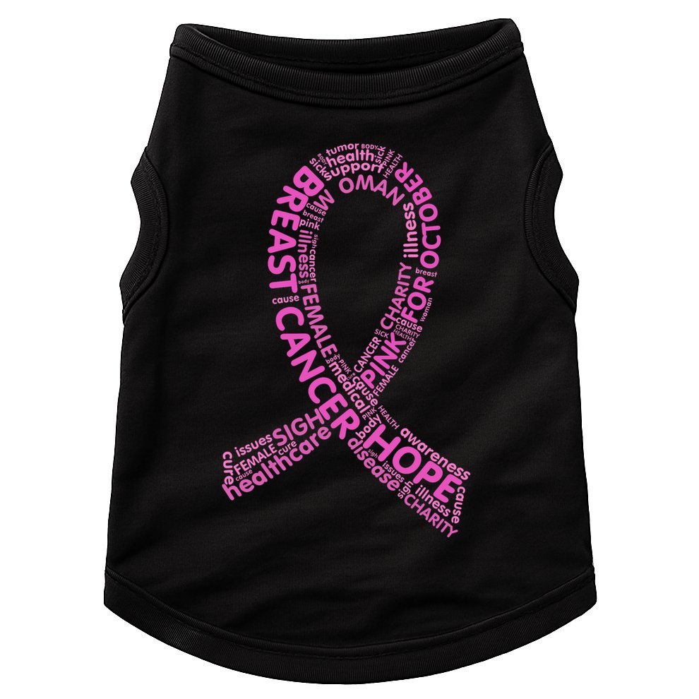 Ribbon Breast Cancer Word Print Doggie Tank