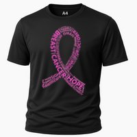 Ribbon Breast Cancer Word Print Cooling Performance Crew T-Shirt