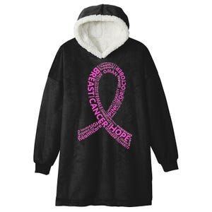 Ribbon Breast Cancer Word Print Hooded Wearable Blanket