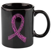 Ribbon Breast Cancer Word Print 11oz C Handle Ceramic Mug