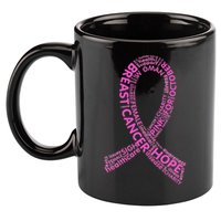 Ribbon Breast Cancer Word Print 11oz C Handle Ceramic Mug
