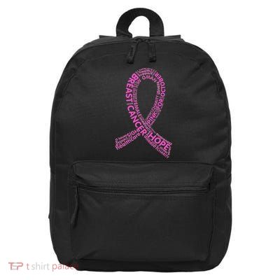 Ribbon Breast Cancer Word Print 16 in Basic Backpack