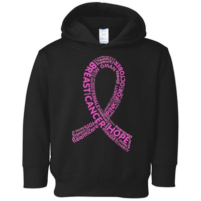 Ribbon Breast Cancer Word Print Toddler Hoodie