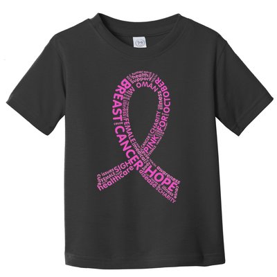 Ribbon Breast Cancer Word Print Toddler T-Shirt