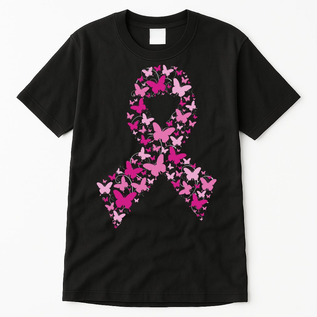 Ribbon Flight Of Awareness Butterfly Breast Cancer Tall T-Shirt