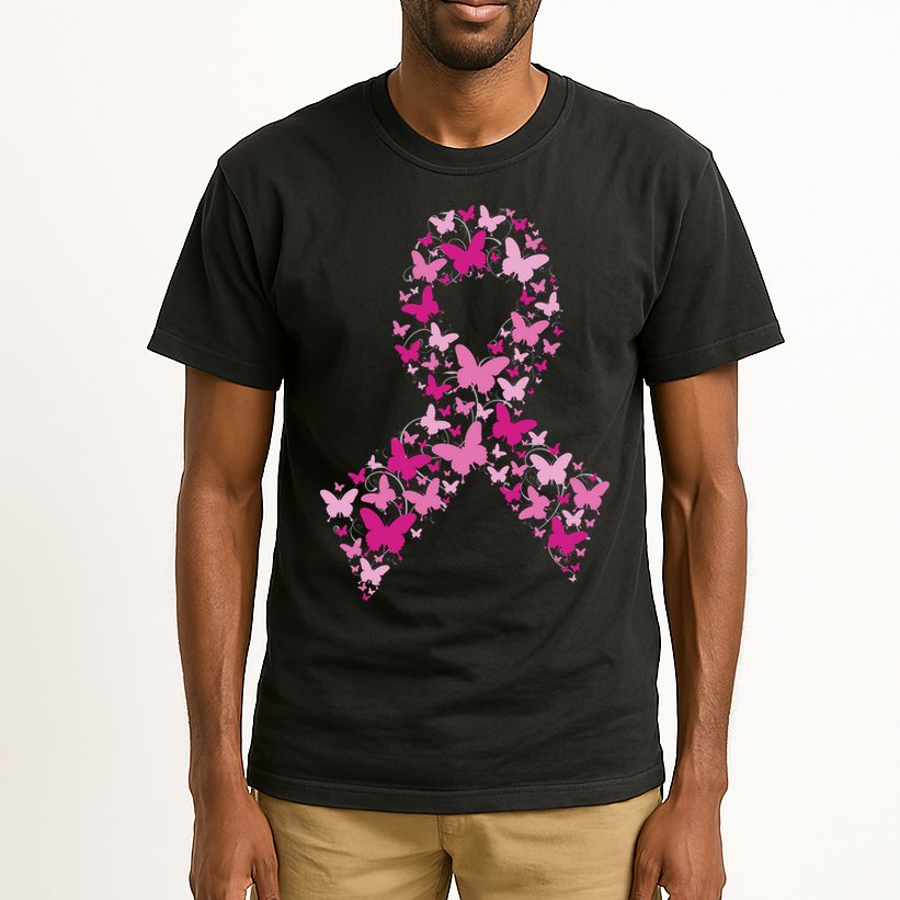Ribbon Flight Of Awareness Butterfly Breast Cancer Tall T-Shirt
