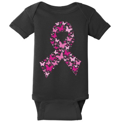 Ribbon Flight Of Awareness Butterfly Breast Cancer Baby Bodysuit