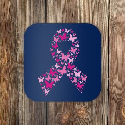 Ribbon Flight Of Awareness Butterfly Breast Cancer Coaster