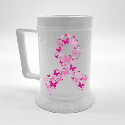 Ribbon Flight Of Awareness Butterfly Breast Cancer Beer Stein