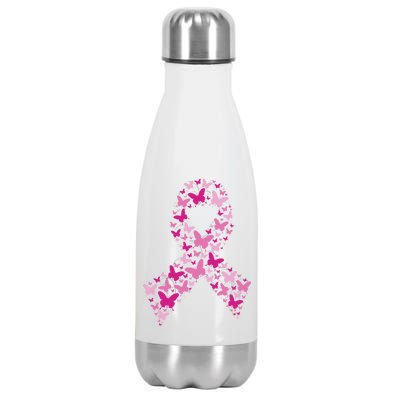 Ribbon Flight Of Awareness Butterfly Breast Cancer Stainless Steel Insulated Water Bottle