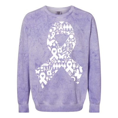 Ribbon Of Support Breast Cancer Colorblast Crewneck Sweatshirt