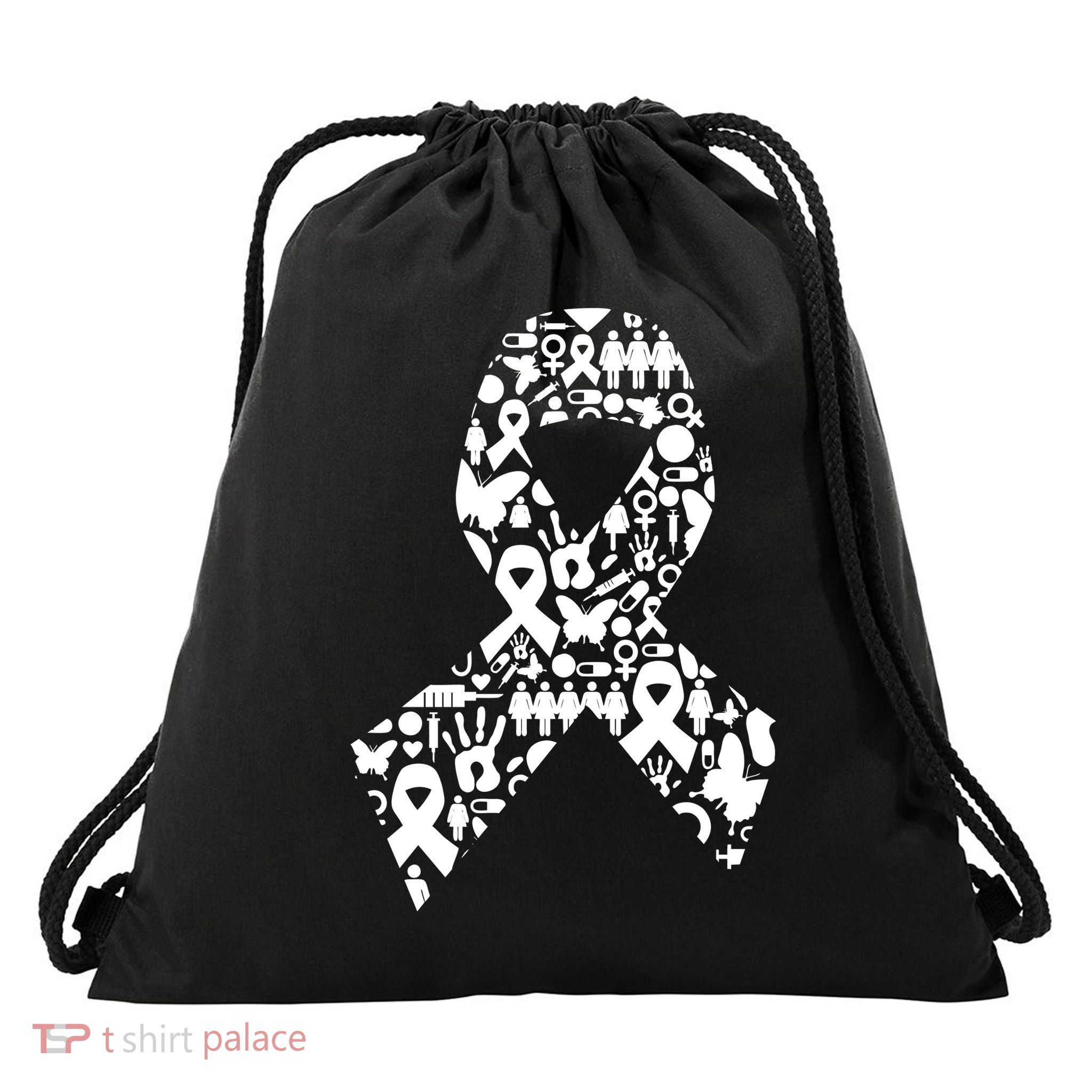 Ribbon Of Support Breast Cancer Drawstring Bag