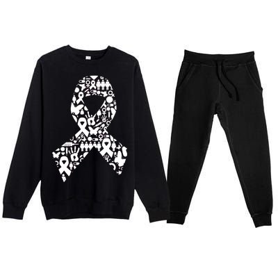 Ribbon Of Support Breast Cancer Premium Crewneck Sweatsuit Set