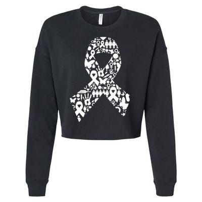 Ribbon Of Support Breast Cancer Cropped Pullover Crew