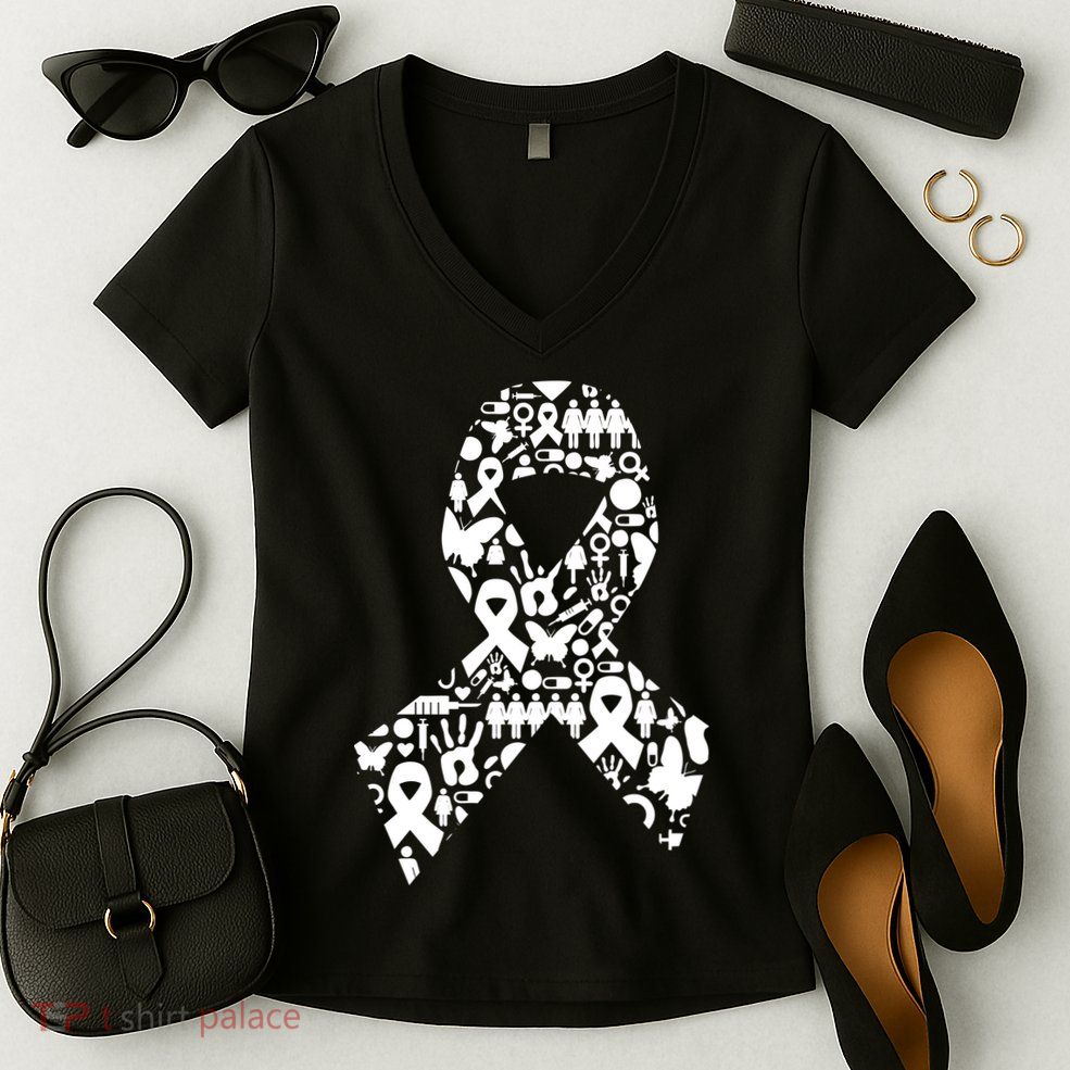 Ribbon Of Support Breast Cancer Women's V-Neck T-Shirt