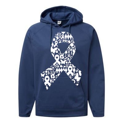 Ribbon Of Support Breast Cancer Performance Fleece Hoodie