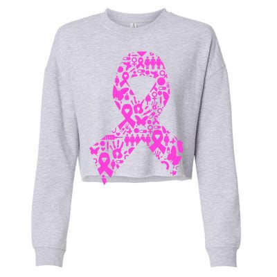 Ribbon Of Support Breast Cancer Cropped Pullover Crew