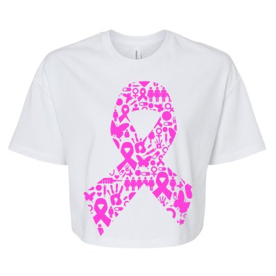 Ribbon Of Support Breast Cancer Bella+Canvas Jersey Crop Tee