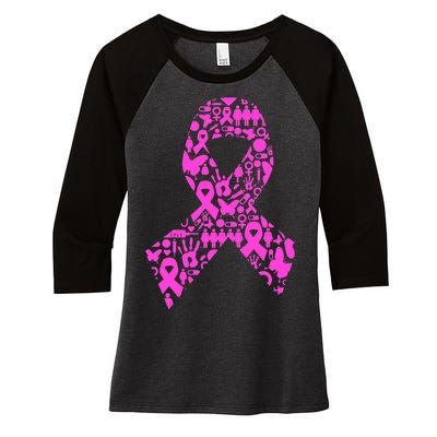 Ribbon Of Support Breast Cancer Women's Tri-Blend 3/4-Sleeve Raglan Shirt