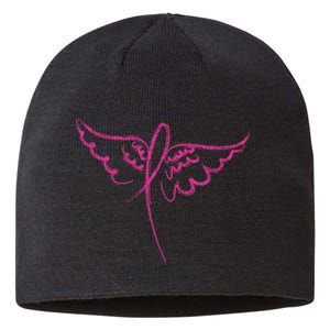 Ribbon On Wings Breast Cancer Sustainable Beanie