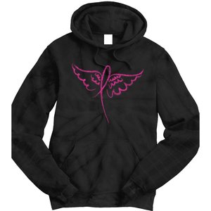 Ribbon On Wings Breast Cancer Tie Dye Hoodie