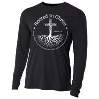 Rooted In Christ Jesus Cross Pray Bible Verse Christian Cooling Performance Long Sleeve Crew