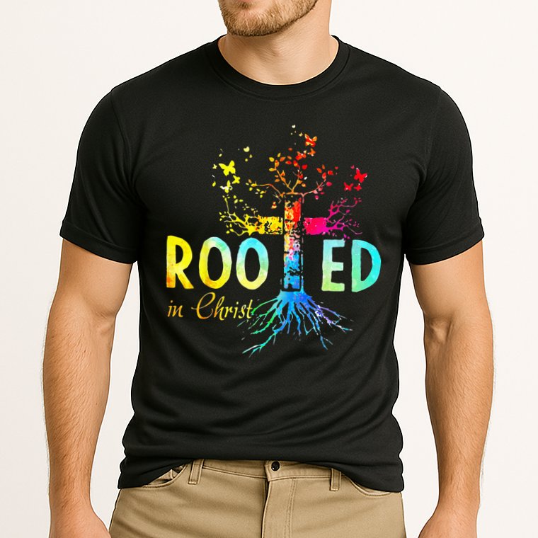 Rooted In Christ Faith Christian Jesus Lovers Men Women Cooling Performance Crew T-Shirt