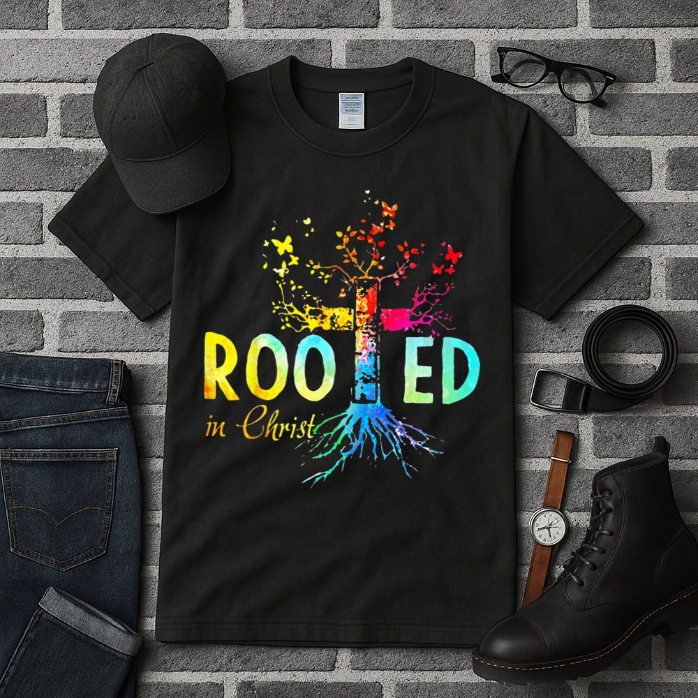 Rooted In Christ Faith Christian Jesus Lovers Men Women Tall T-Shirt