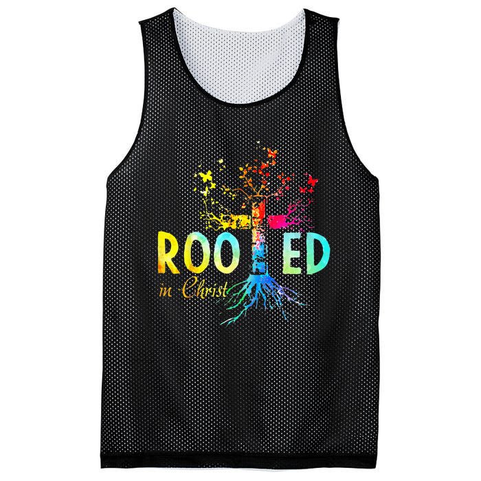 Rooted In Christ Faith Christian Jesus Lovers Men Women Mesh Reversible Basketball Jersey Tank