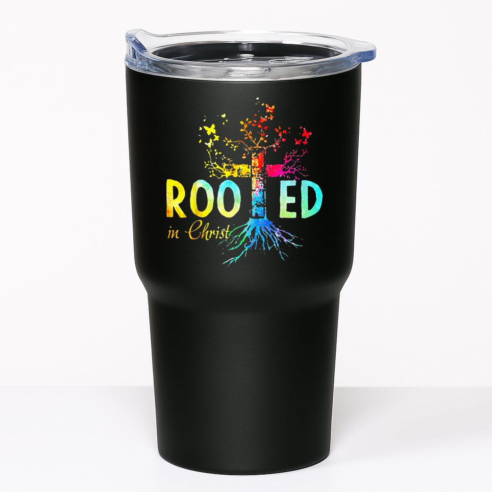Rooted In Christ Faith Christian Jesus Lovers Men Women Tumbler