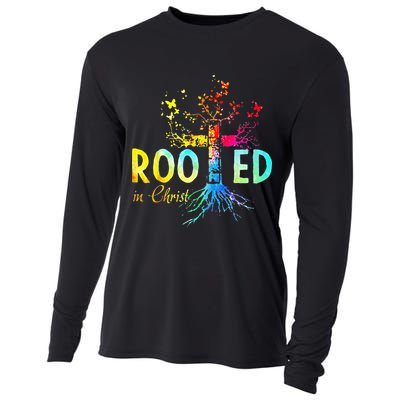 Rooted In Christ Faith Christian Jesus Lovers Men Women Cooling Performance Long Sleeve Crew