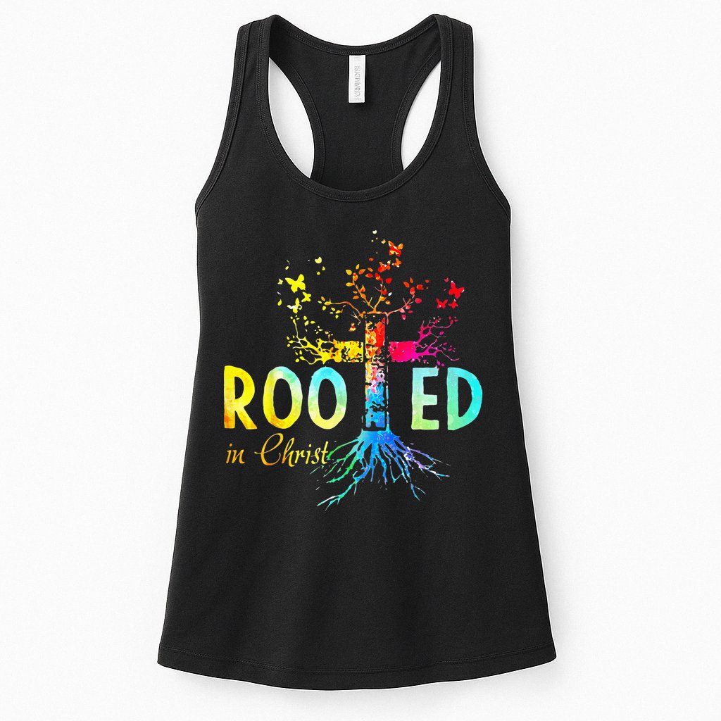Rooted In Christ Faith Christian Jesus Lovers Men Women Womens Tank Top