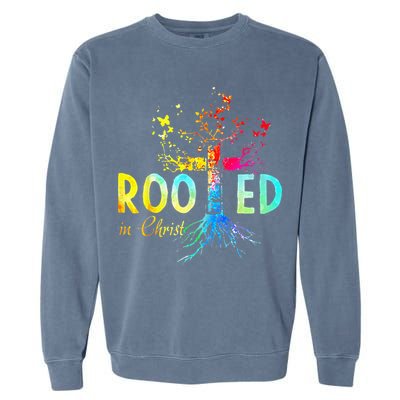 Rooted In Christ Faith Christian Jesus Lovers Men Women Garment-Dyed Sweatshirt